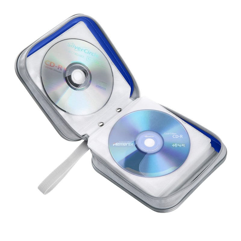 Siveit CD Case, 40 Capacity CD/DVD Case Holders Wallet Hard Plastic DVD Disc Cases Storage Binder for Car Home Office Travel (Blue) - Image 5